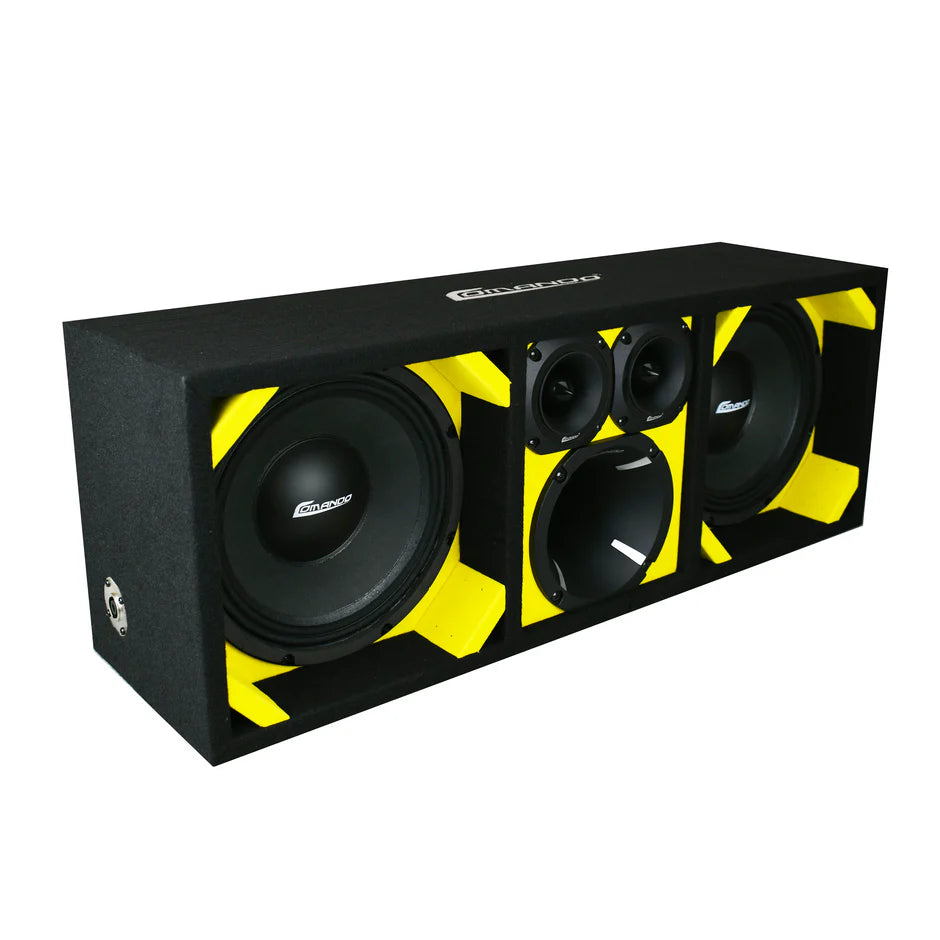 KTPON-210YELLOW DUAL 10 YELLOWBLACK LOADED PORTED BOX (With Tweeters + Driver)