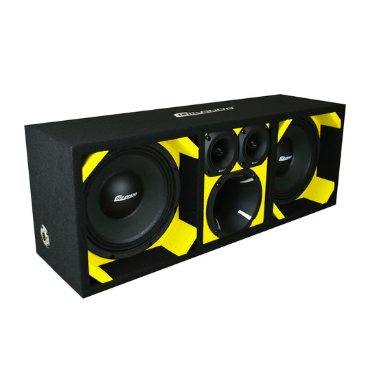 KTPON-210YELLOW  DUAL 10 YELLOWBLACK LOADED PORTED BOX (With Tweeters + Driver)