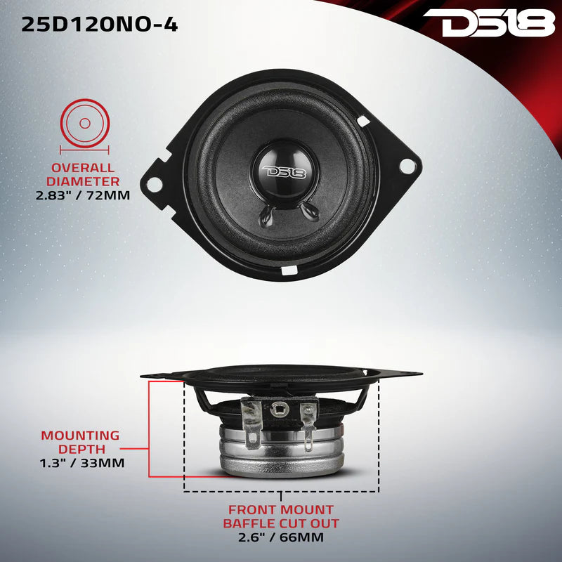 25D120NO-4 2.5" OEM Dashboard Loudspeaker 4 Ohm with Neodymium Magnet