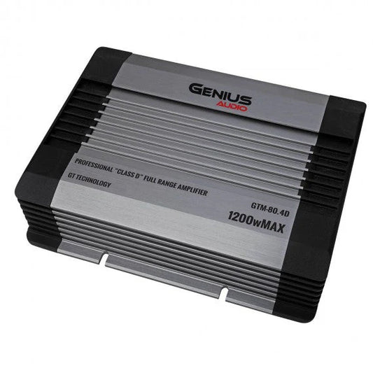 GTM-80.4D COMPACT DIGITAL 4-CHANNEL AMPLIFIER GTM SERIES 1200 WMAX / 80 WRMS X 4 CH STABLE 2 OHM STEREO