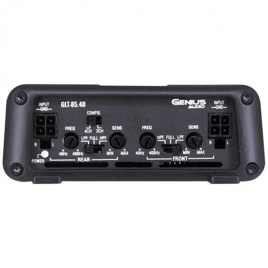 GLT-85.4D MINI COMPACT DIGITAL 4-CHANNEL AMPLIFIER GLT SERIES 1000 WMAX / 85 WRMS X 4 CH STABLE 2 OHM STEREO