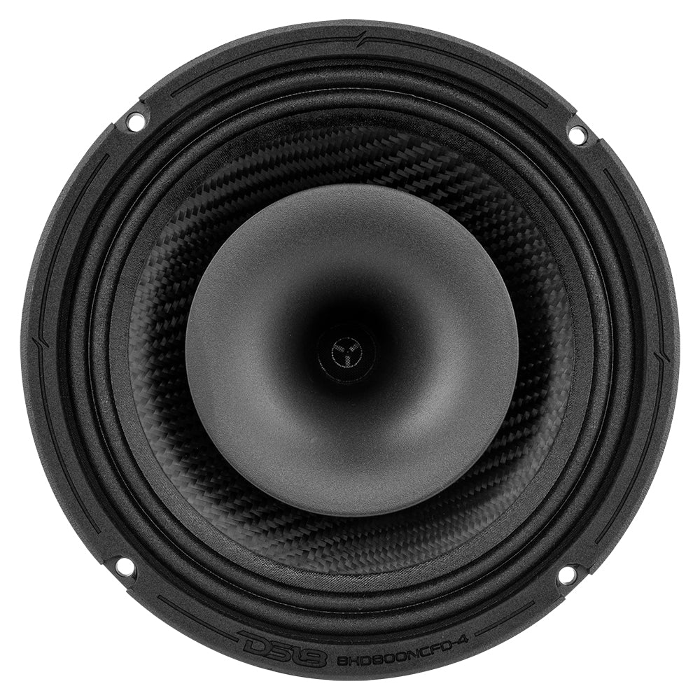 Altavoz coaxial híbrido de neodimio de medios graves, resistente al agua, de fibra de carbono, con controlador incorporado, 400 vatios RMS, 4 ohmios, 8HD800NCFD-4