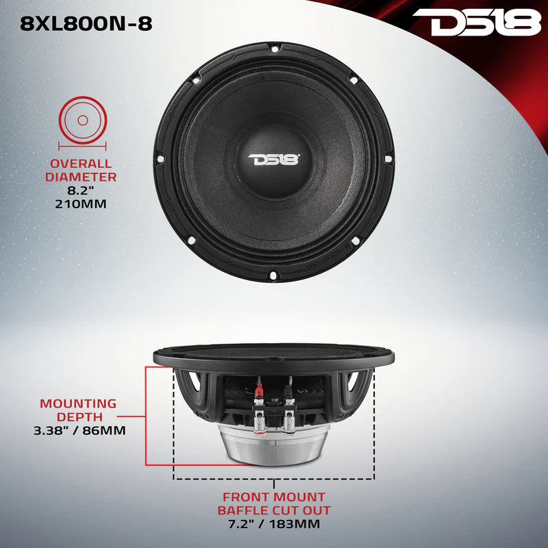 8XL800N-8 XL 8" Mid-Range Loudspeaker 8-Ohm with Neodymium Magnet 400 Watts RMS