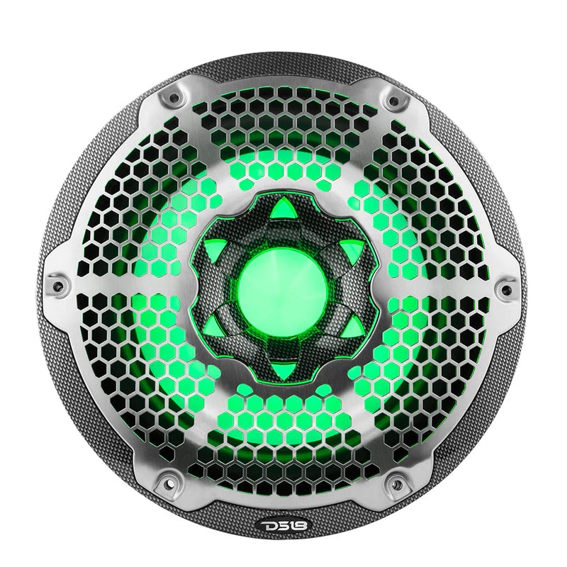 CF-10SUB NXL 10" Marine Subwoofer With LED RGB Lights 300 Watts Rms SVC 4-Ohm -Black Carbon Fiber