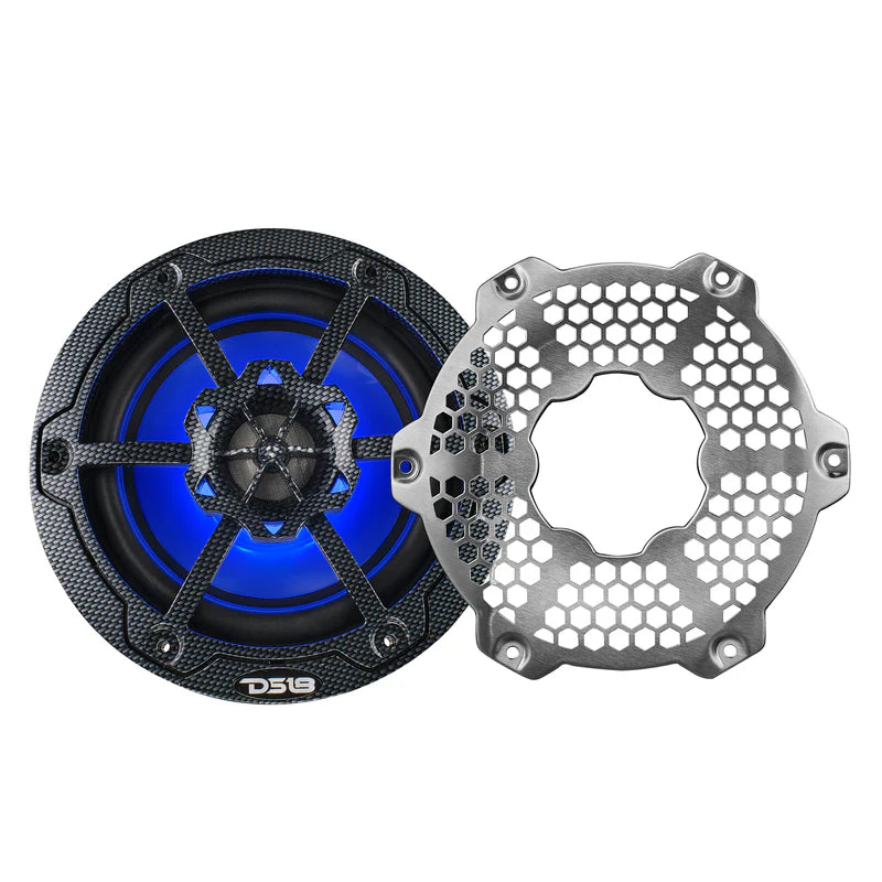 CF-65M NXL 6.5" 2-Way Coaxial Marine Speaker With LED RGB Lights 100 Watts Rms 4-Ohm - Black Carbon Fiber