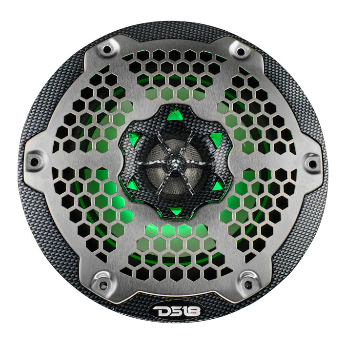 CF-65M NXL 6.5" 2-Way Coaxial Marine Speaker With LED RGB Lights 100 Watts Rms 4-Ohm - Black Carbon Fiber
