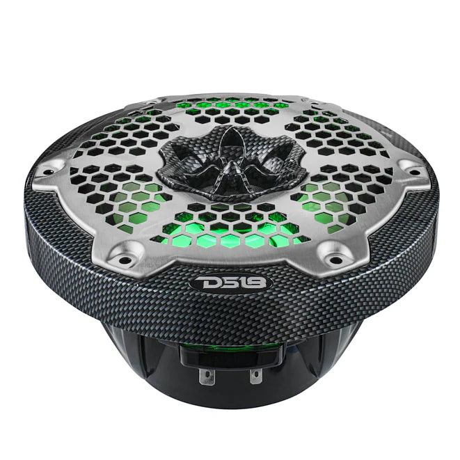 CF-65M NXL 6.5" 2-Way Coaxial Marine Speaker With LED RGB Lights 100 Watts Rms 4-Ohm - Black Carbon Fiber