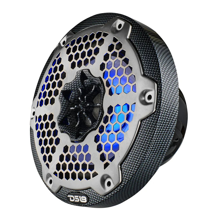 CF-65M NXL 6.5" 2-Way Coaxial Marine Speaker With LED RGB Lights 100 Watts Rms 4-Ohm - Black Carbon Fiber