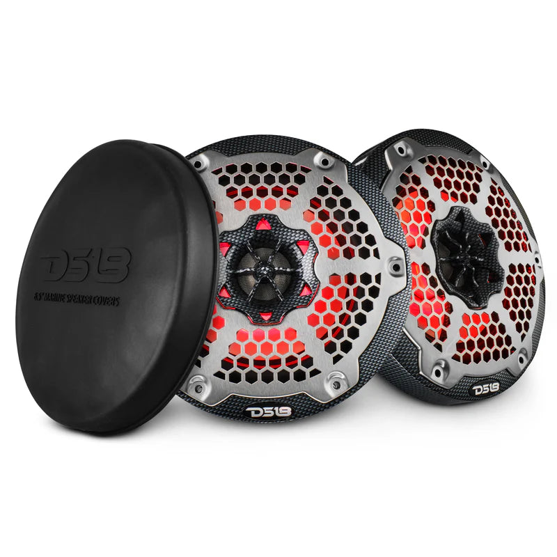 CF-65M NXL 6.5" 2-Way Coaxial Marine Speaker With LED RGB Lights 100 Watts Rms 4-Ohm - Black Carbon Fiber