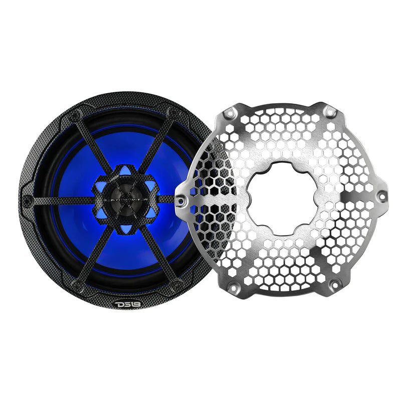 CF-8M NXL 8" 2-Way Coaxial Marine Speaker With LED RGB Lights 125 Watts Rms 4-Ohm - Black Carbon Fiber