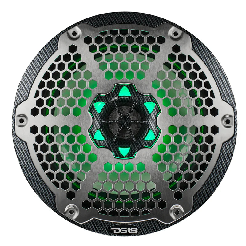 CF-8M NXL 8" 2-Way Coaxial Marine Speaker With LED RGB Lights 125 Watts Rms 4-Ohm - Black Carbon Fiber