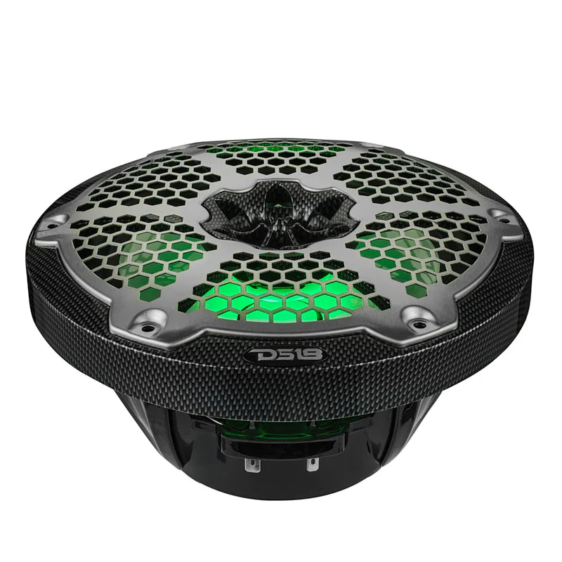 CF-8M NXL 8" 2-Way Coaxial Marine Speaker With LED RGB Lights 125 Watts Rms 4-Ohm - Black Carbon Fiber