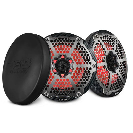 CF-8M NXL 8" 2-Way Coaxial Marine Speaker With LED RGB Lights 125 Watts Rms 4-Ohm - Black Carbon Fiber