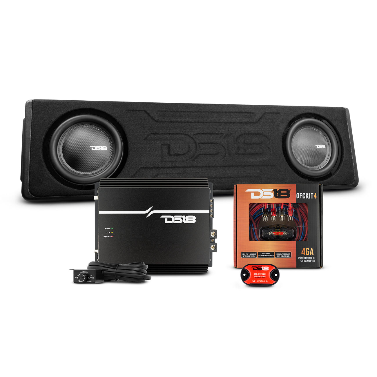 EXCL-F150BASS1LD-PKG Ford F-150 2 x 10" Subwoofer carregado com caixa de som com acabamento em vinil e luzes LED Dream (FEITO NOS EUA)