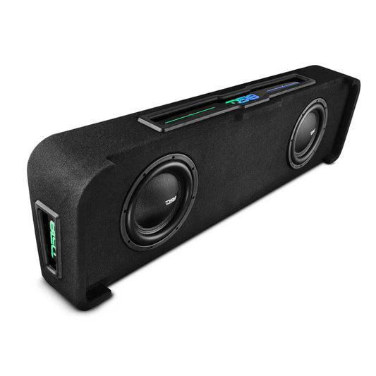 EXCL-SILVERADOBASS.DF/14-21.LDPKG Chevy Silverado Down Firing Loaded Subwoofer Enclosure with Dream LED Lights, Amplifier and Wiring Kit