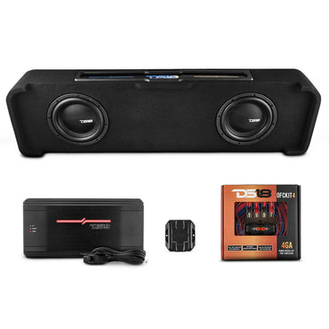 EXCL-SILVERADOBASS.DF/14-21.LDPKG Chevy Silverado Down Firing Loaded Subwoofer Enclosure with Dream LED Lights, Amplifier and Wiring Kit