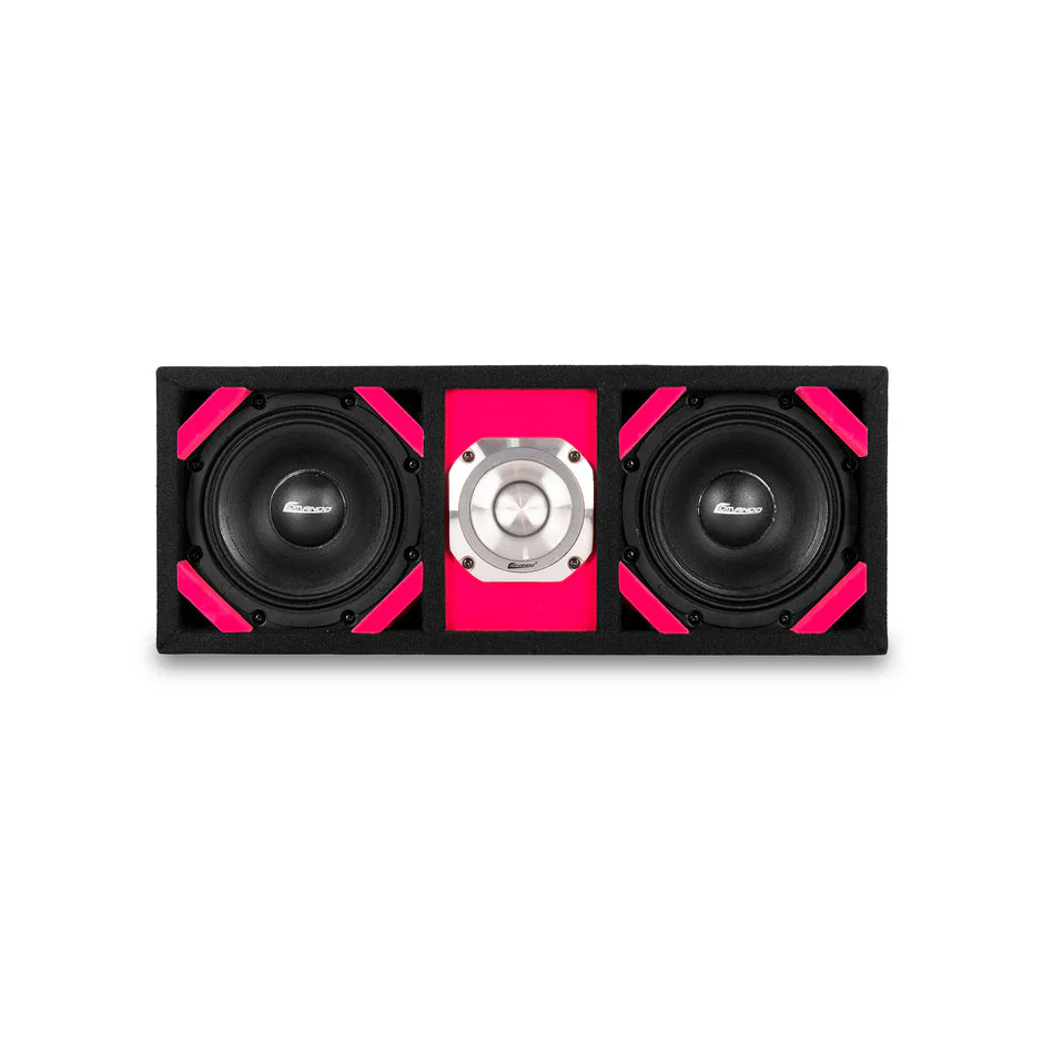 KTPONV2-206PINK / DUAL 6" PINK LOADED PORTED BOX + 1 TWEETER