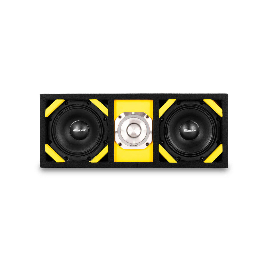 KTPONV2-206YELLOW / DUAL 6" YELLOW LOADED PORTED BOX + 1 TWEETER