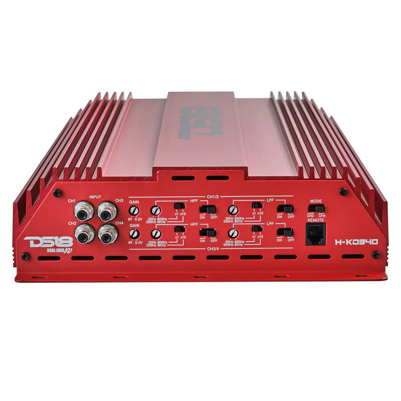 H-KO340/RD HOOLIGAN KO Full Range Class D 4-Channel Amplifier 4 x 300 Watts Rms @ 4-Ohm Made In Korea