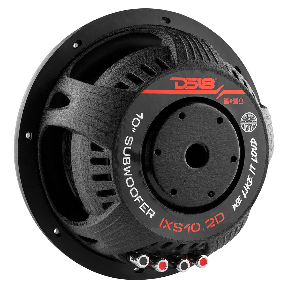 Subwoofer de fibra de vidro de montagem rasa IXS10.2D de 10" 600 Watts RMS DVC 2 Ohm