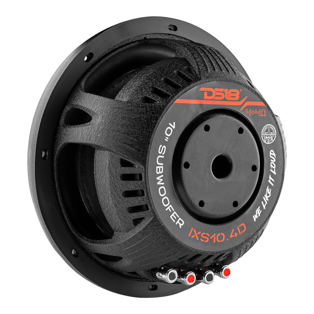 IXS10.4D Subwoofer de fibra de vidrio de 10" de montaje superficial IXS de 600 vatios RMS DVC de 4 ohmios