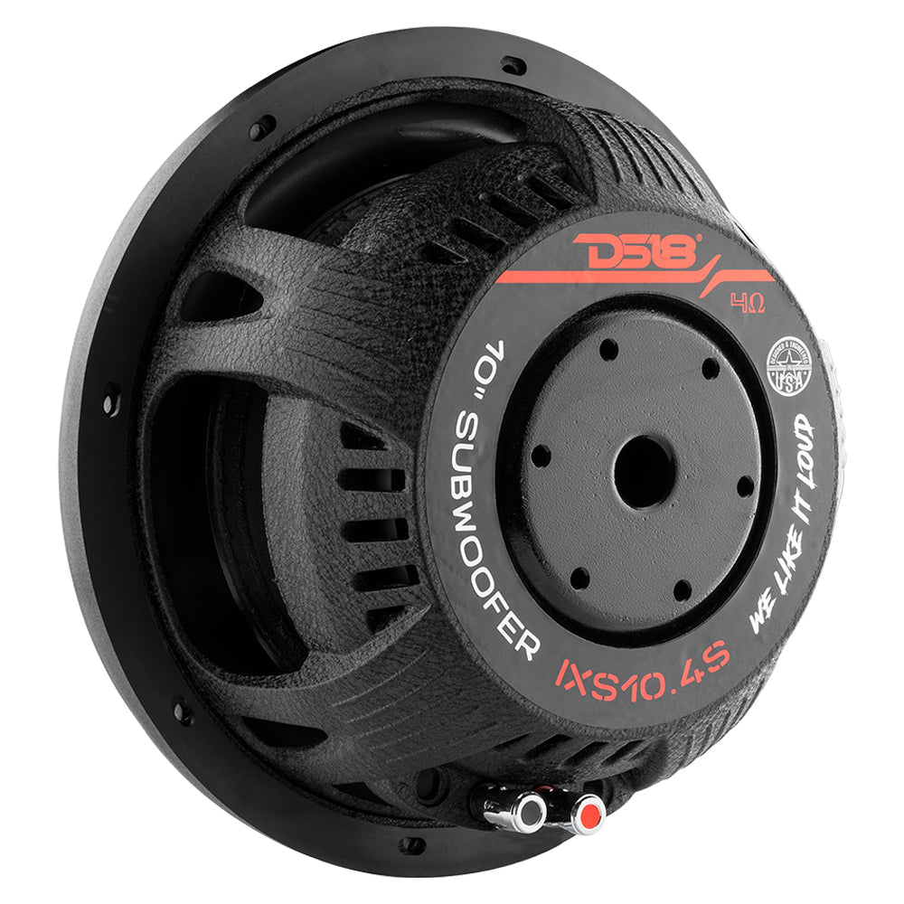 Subwoofer de fibra de vidrio de 10" de montaje superficial IXS10.4S, 600 vatios RMS, SVC de 4 ohmios