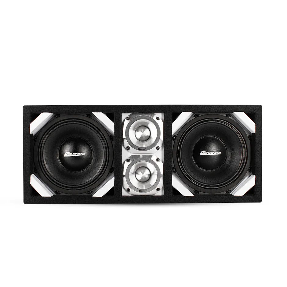 KTPONV2-208WHITE DUAL 8 WHITE LOADED PORTED BOX + 2 TWEETER