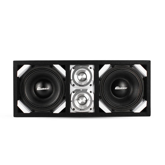 KTPONV2-208WHITE  DUAL 8 WHITE LOADED PORTED BOX + 2 TWEETER