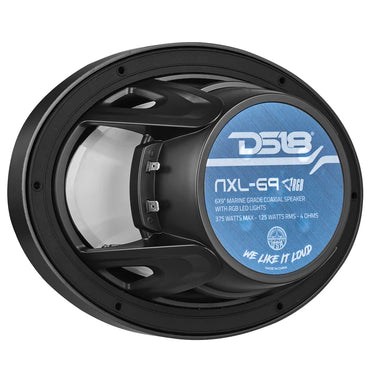 NXL-69/BK NXL 6x9" 2-Way Coaxial Marine Speaker With LED RGB Lights 125 Watts Rms 4-Ohm -Black