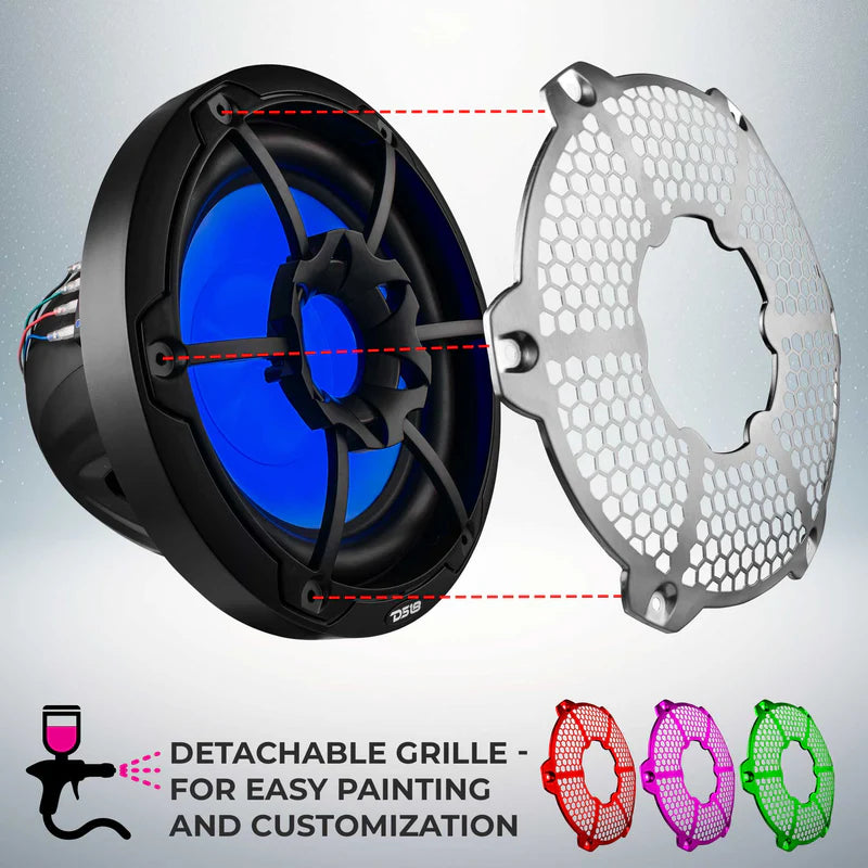 NXL-10SUB/BK NXL 10" Marine Subwoofer with RGB LED Lights 300 Watts Rms SVC 4-Ohm - Black