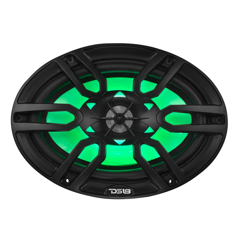 NXL-69/BK NXL 6x9" 2-Way Coaxial Marine Speaker With LED RGB Lights 125 Watts Rms 4-Ohm -Black