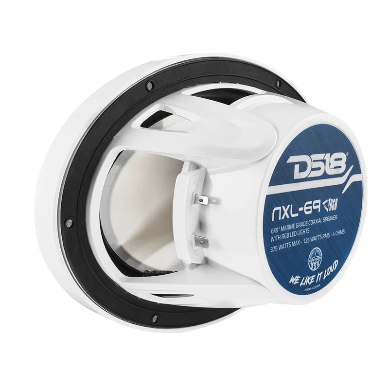 NXL-69/WH NXL 6x9" 2-Way Coaxial Marine Speaker With LED RGB Lights 125 Watts Rms 4-Ohm -White