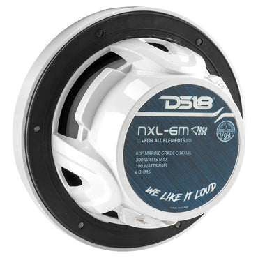 NXL-6M/WH DS18 NXL 6.5 Altavoz marino coaxial de 2 vías con luces LED RGB de 100 vatios