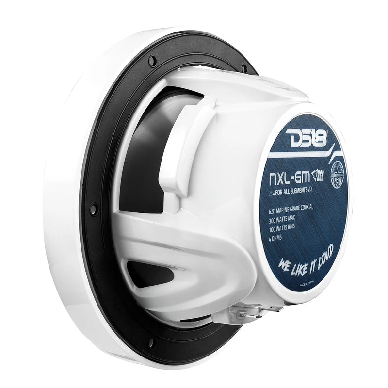 NXL-6M/WH NXL 6.5" 2-Way Coaxial Marine Speaker With LED RGB Lights 100 Watts Rms 4-Ohm - White