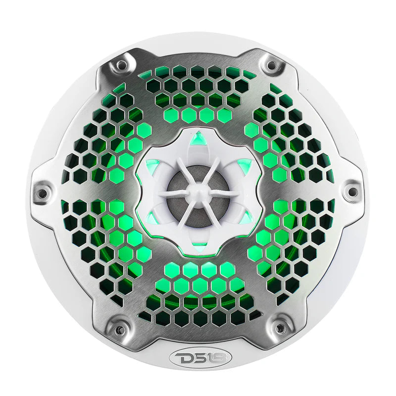 NXL-6M/WH NXL 6.5" 2-Way Coaxial Marine Speaker With LED RGB Lights 100 Watts Rms 4-Ohm - White