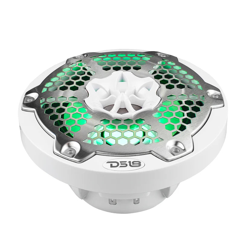 NXL-6M/WH NXL 6.5" 2-Way Coaxial Marine Speaker With LED RGB Lights 100 Watts Rms 4-Ohm - White
