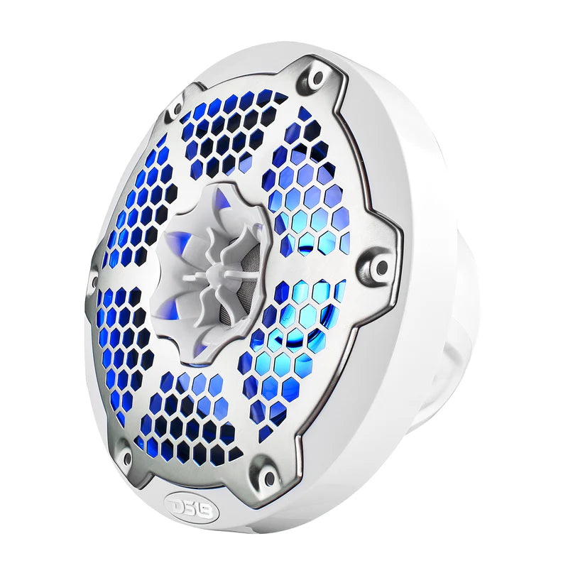 NXL-6M/WH NXL 6.5" 2-Way Coaxial Marine Speaker With LED RGB Lights 100 Watts Rms 4-Ohm - White
