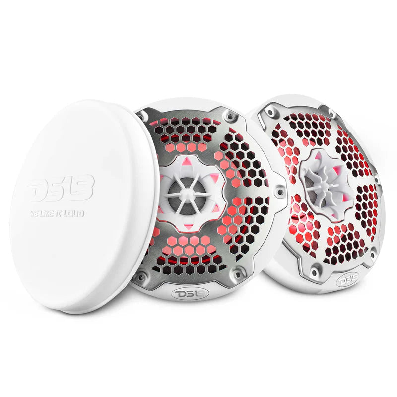 NXL-6M/WH NXL 6.5" 2-Way Coaxial Marine Speaker With LED RGB Lights 100 Watts Rms 4-Ohm - White
