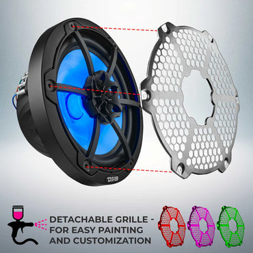 NXL-8M/BK NXL 8" 2-Way Coaxial Marine Speaker With LED RGB Lights 125 Watts Rms 4-Ohm - Black