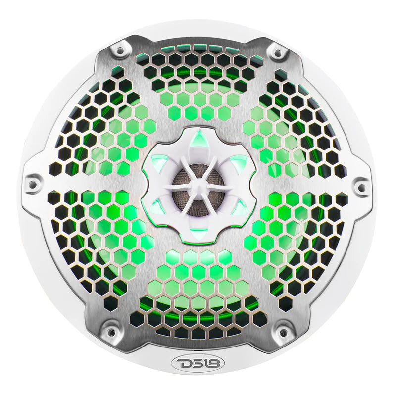 NXL-8M/WH NXL 8" 2-Way Coaxial Marine Speaker With LED RGB Lights 125 Watts Rms 4-Ohm -White