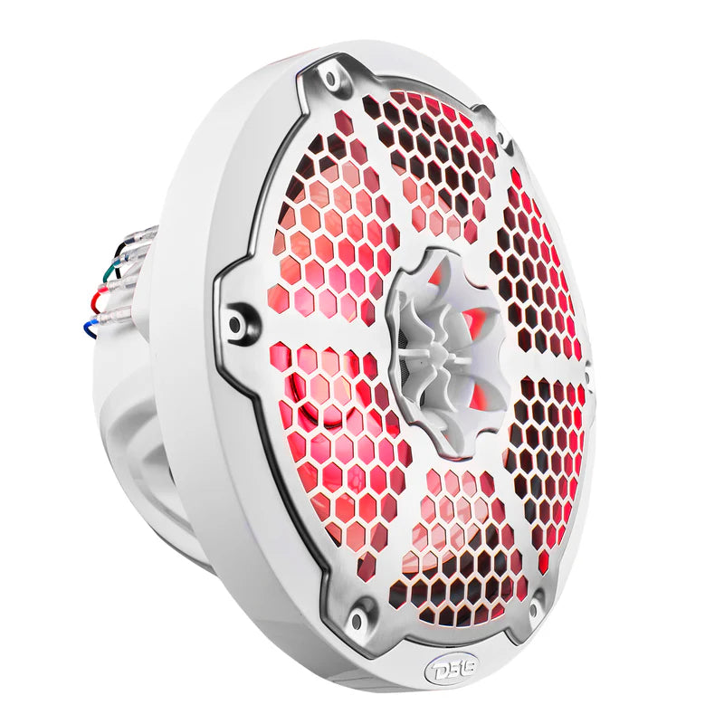 NXL-8M/WH NXL 8" 2-Way Coaxial Marine Speaker With LED RGB Lights 125 Watts Rms 4-Ohm -White