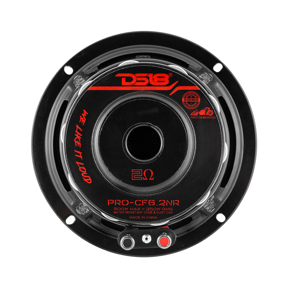 Altavoz de medios-graves con cono de fibra de carbono y neodimio PRO-CF6.2NR resistente al agua, 250 vatios RMS, 2 ohmios