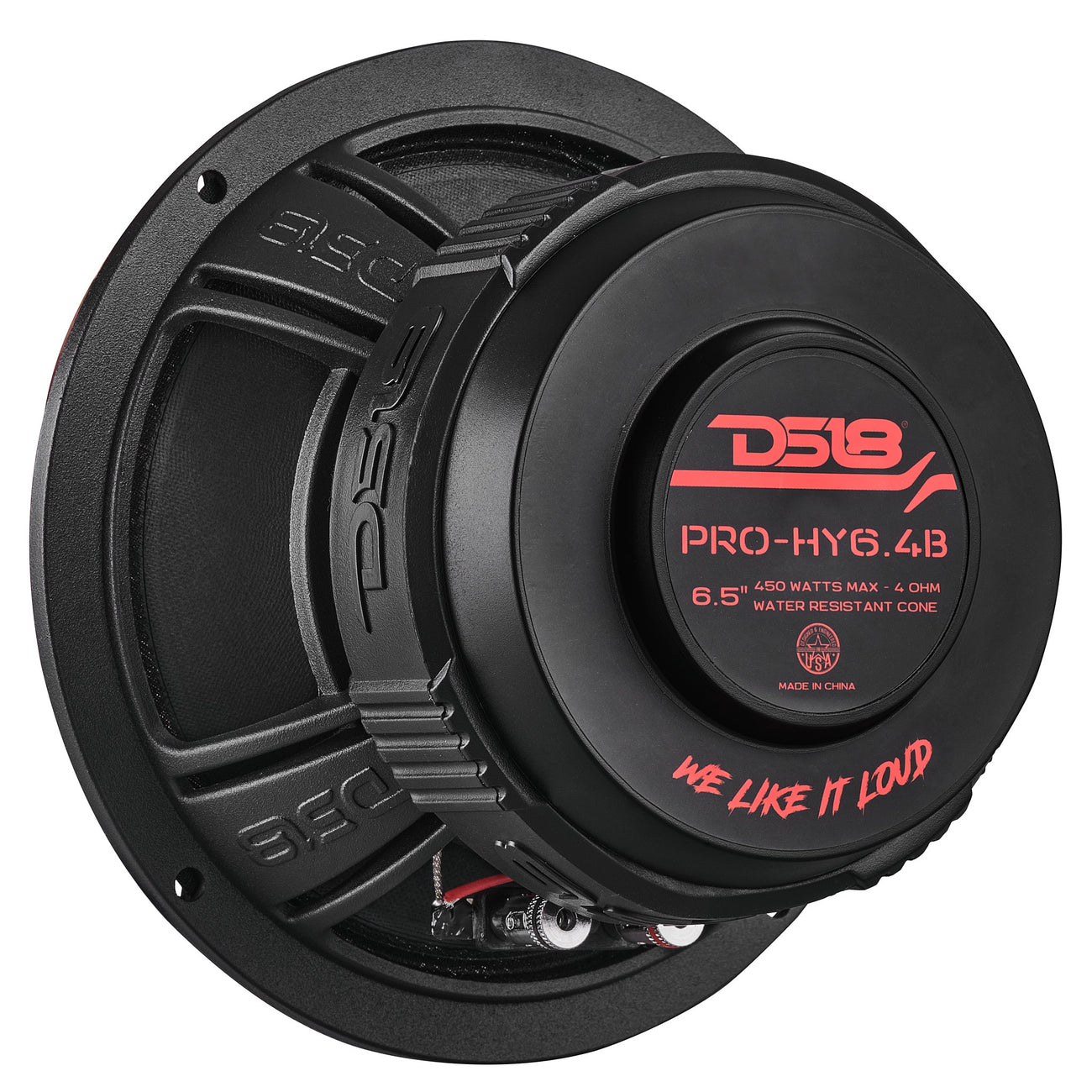 Altavoz coaxial híbrido de rango medio PRO-HY6.4B resistente al agua con cono y controlador incorporado, 225 vatios RMS, 4 ohmios