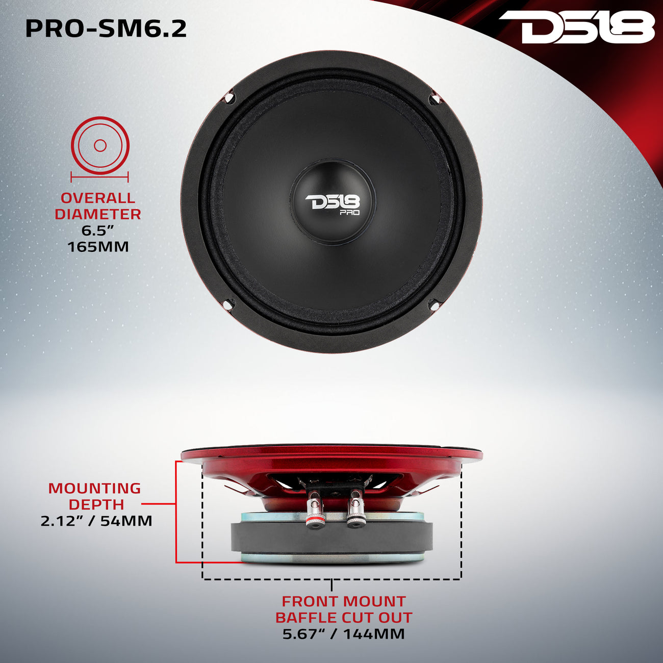 Altavoz de rango medio PRO-SM6.2 de 200 vatios RMS y 2 ohmios