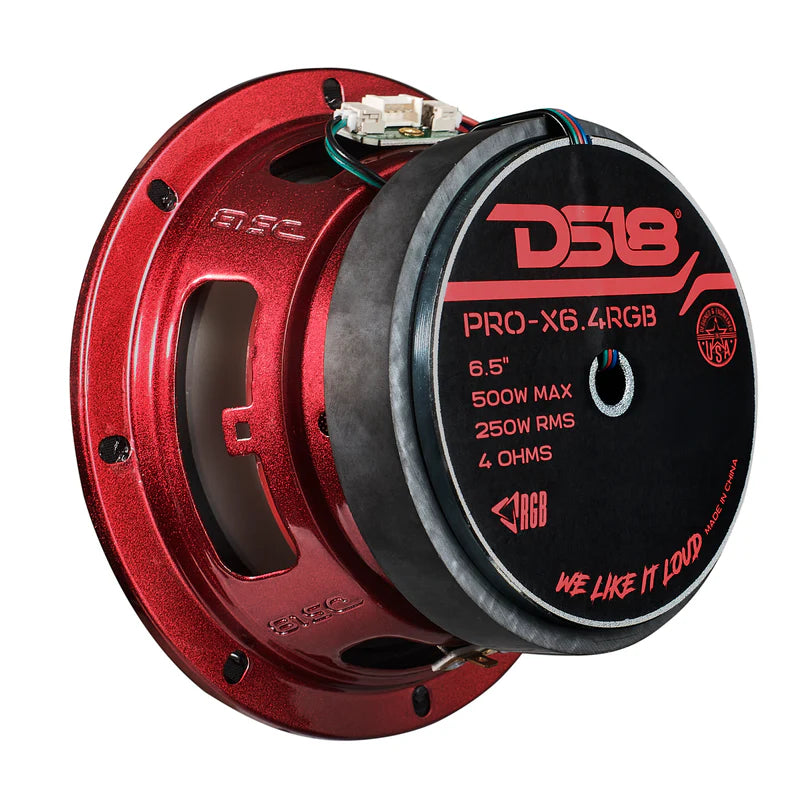 PRO-X6.4RGB 6.5" Mid-Range Loudspeaker with Dual RGB LED For Cone & Dust Cap 250 Watts 4-Ohm