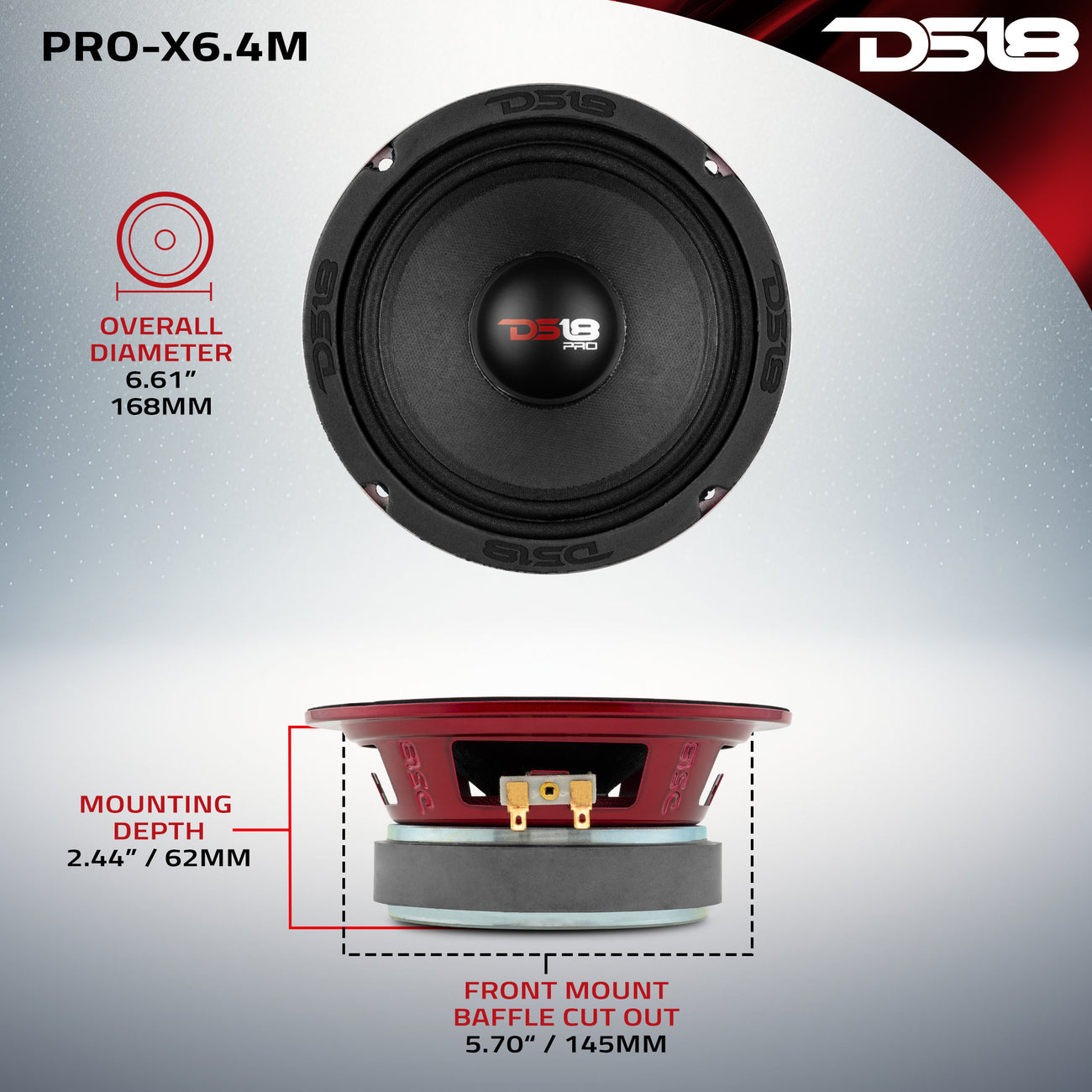 PRO-X6.4M Mid-Range Loudspeaker 250 Watts Rms 4-Ohm