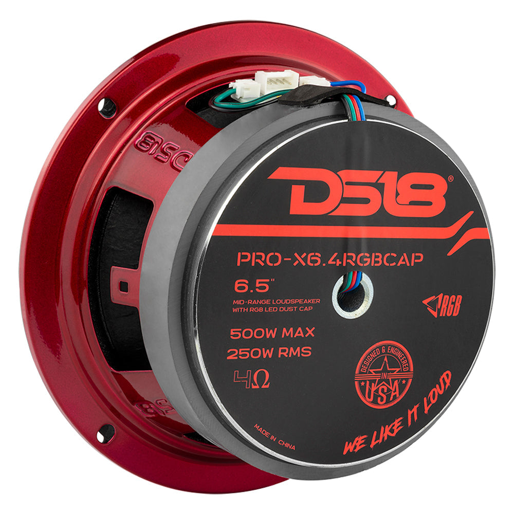 Altavoz de gama media PRO-X6.4RGBCAP con tapa antipolvo y luz RGB, 250 vatios RMS, 4 ohmios