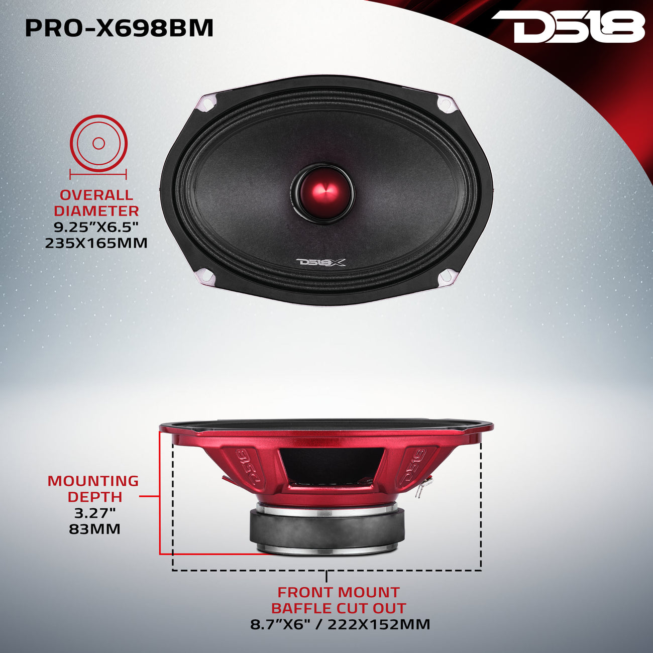 Altavoz tipo bala de gama media PRO-X698BM, 200 vatios RMS, 8 ohmios