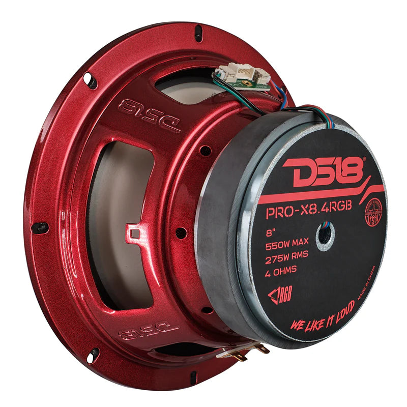 PRO-X8.4RGB 8" Mid-Range Loudspeaker with Dual RGB LED For Cone & Dust Cap 275 Watts 4-Ohm