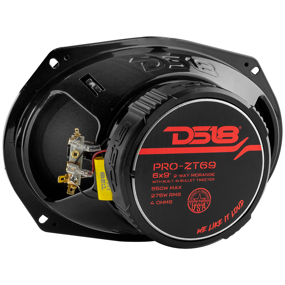 Altavoz coaxial de rango medio PRO-ZT69 con cono resistente al agua, tweeter tipo bala y rejilla incorporados, 275 vatios RMS, 4 ohmios
